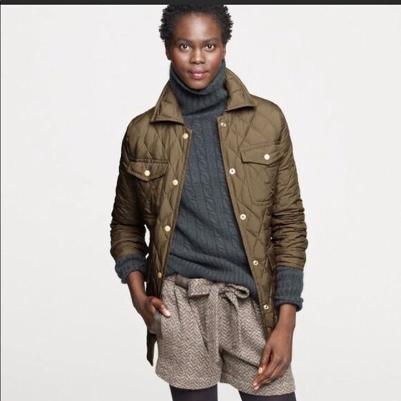 J. CREW Green Quilted Down Filled Field Jacket - Picture 1 of 7